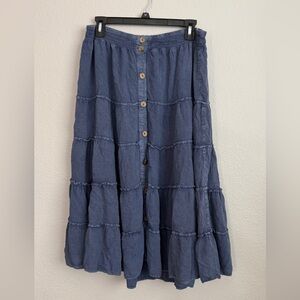 Mlle Gabrielle tiered Jean maxi skirt cottage core